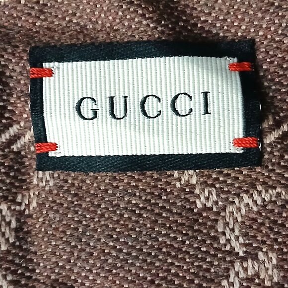 Gucci Brown & Taupe Reversible GG Logo Print Shawl Wrap Vintage Pre-Owned - Picture 6 of 7